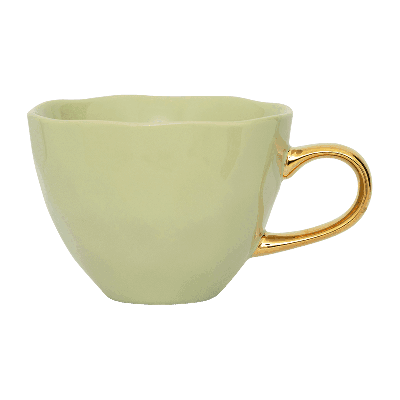 Good Morning kop Cappuccino / Thee Ø11 cm - Lichtgroen (set van 4)