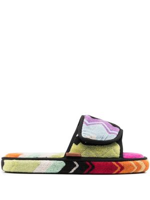 Missoni Home chaussons rayés à fermeture scratch - Rose