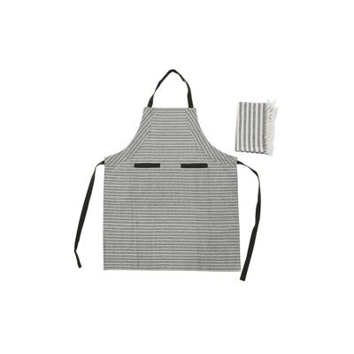 Schort met Buidelzak DKD Home Decor 70 x 1 x 85 cm Grijs Katoen Wit Groen