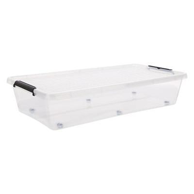 5Five opberg kist met deksel - Clip Box - 35 liter - 76 x 39 x 16 cm - kunststof - transparant