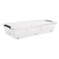 5Five opberg kist met deksel - Clip Box - 35 liter - 76 x 39 x 16 cm - kunststof - transparant