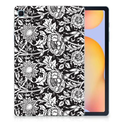 Samsung Galaxy Tab S6 Lite | S6 Lite (2022) | Siliconen hoesje | Black Flowers Samsung Galaxy Tab S6 Lite | S6 Lite (2022) | Siliconen hoesje | Black Flowers
