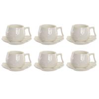 Set van 6 kopjes met schotel Home ESPRIT Wit Porselein 120 ml