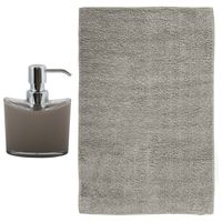 MSV badkamer droogloop mat/tapijt - Sienna - 40 x 60 cm - bijpassende kleur zeeppompje - beige - Badmatjes