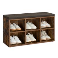 Schoenenbank met opbergruimte en verstelbare planken, Vintagebruin-Kastanjebruin / 30 x 87 x 48 cm