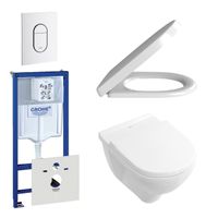 Villeroy & Boch O.Novo Toiletset - softclose en quickrelease zitting - bedieningsplaat verticaal wit - wit 0729205/0729242/0124182/1024992/