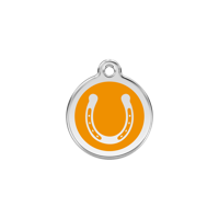 Horse Shoe Orange roestvrijstalen hondenpenning small/klein dia. 2 cm - Reddingo