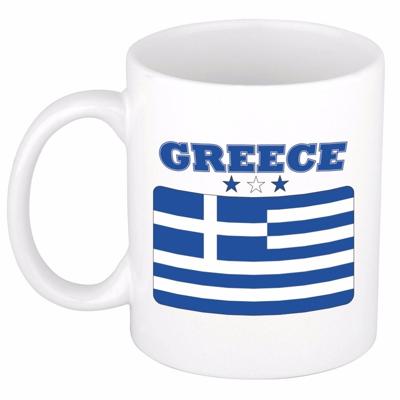 koffie mok - Griekenland - vlag print - 300 ml - wit - keramiek - Supporters - Landen - Beker koffie mok - Griekenland - vlag print - 300 ml - wit - keramiek - Supporters - Landen - Beker