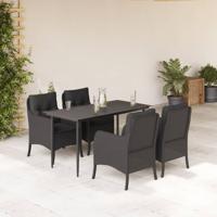 5-delige Tuinset met kussens poly rattan zwart 5-delige Tuinset met kussens poly rattan zwart