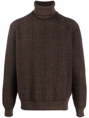 Zegna pull en maille à col roulé - Marron