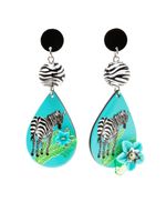 Amir Slama zebra-print drop earrings - Bleu - thumbnail