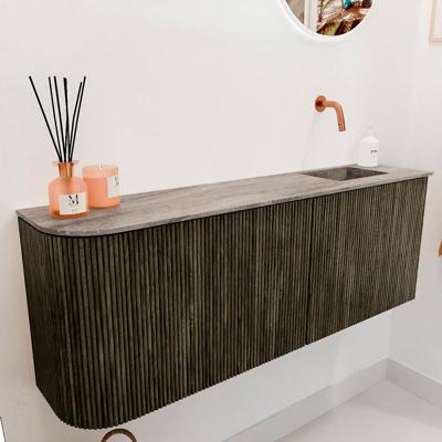 Toiletmeubel Mondiaz Joya Dlux | 111.6 cm | Meubelkleur Shadow | Faye wastafel Oza Wasbak Rechts | Zonder kraangat(en)