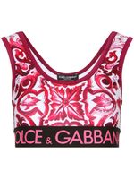 Dolce & Gabbana haut crop à imprimé Majolica - Rose - thumbnail