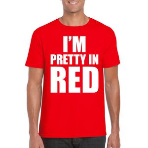 I am pretty in red tekst t-shirt rood heren