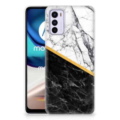 Motorola Moto G42 | TPU | Siliconen hoesje | Marmer Wit Zwart - Origineel Cadeau Man