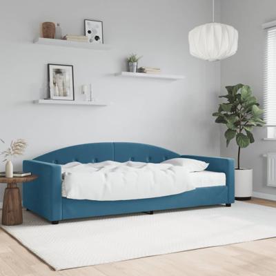 Slaapbank met matras 90x200 cm fluweel blauw