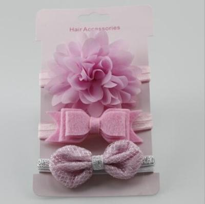3 in 1Children Bow bloem hoofdband haar band haar ring Lees Tiara (diep roze)