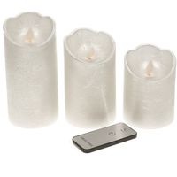 Kaarsen set van 3x stuks led stompkaarsen zilver met afstandsbediening   -