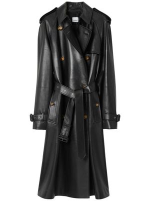 Burberry trench ceinturé à boutonnière croisée - Noir