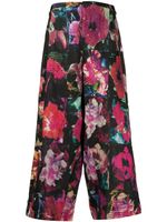 Yohji Yamamoto pantalon court à fleurs - Noir