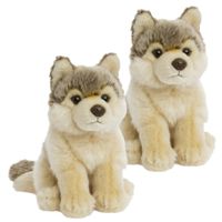 2x stuks wNF pluche wolf knuffel 15 cm