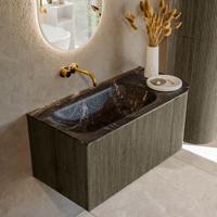 Badmeubel Mondiaz Kurve-Dlux | 95 cm cm | Meubelkleur Shadow | Wastafelkleur Lava | Solid surface | Wasbak links zijde spoelbak | Zonder kraangat(en)