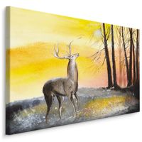 Schilderij - Hert, Print op canvas, 4 maten, Premium Print - thumbnail