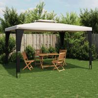 Prieel met dubbel dak 3,98x2,98 m staal crmekleurig