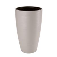 Form Plastic Plantenpot/bloempot Gobi - kunststof - licht grijs - D30 x H48 cm - met binnenpot