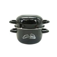 Geëmailleerde mosselpan - Geschikt voor alle kookplaten, inclusief inductie - FACKELMANN - 20,5 x 26 x 17,5 cm - Zwart