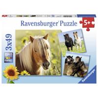 Ravensburger puzzelsset schattige pony's - 3 x 49 stukjes - thumbnail