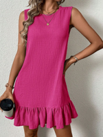 Cotton Loose Casual Crew Neck Dress With No