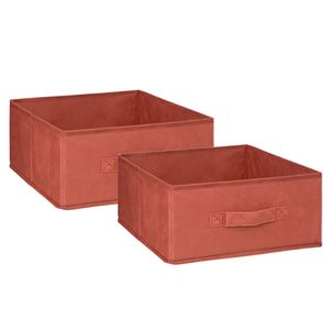 Opbergmand/kastmand - 2x stuks - 14 liter - bordeaux rood - 31 x 31 x 15 cm