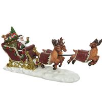 Lumineo kerstdorp figuurtje - kerstman in slee - 19 cm - polyresin   -