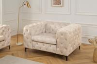 Design Chesterfield Fauteuil MODERN BAROK 120cm champagne beige fluweel veerkern - 45985