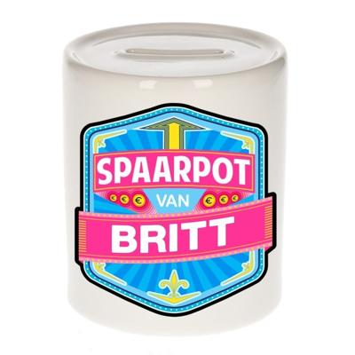 Kinder spaarpot met naam - Britt - keramiek - met dop - wit - Sparen - Spaargeld van Britt Kinder spaarpot met naam - Britt - keramiek - met dop - wit - Sparen - Spaargeld van Britt