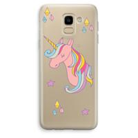 Roze eenhoorn: Samsung Galaxy J6 (2018) Transparant Hoesje - thumbnail