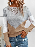 Loose Casual Color Block Sweater - thumbnail