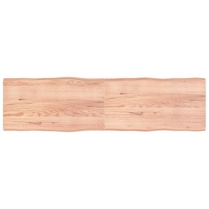 Tafelblad natuurlijke rand 220x60x6 cm eikenhout lichtbruin