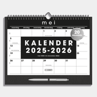 A4 Maandkalender 2025 - 2026 Zwart Lederlook