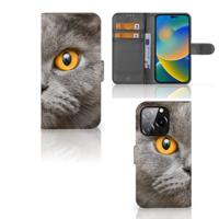 Telefoonhoesje | Met pasjeshouder | iPhone 14 Pro Britse Korthaar