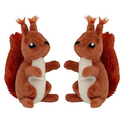 Nature Planet Knuffeldier eekhoorn - 2x - zachte pluche stof - veel details - rood - 13 cm