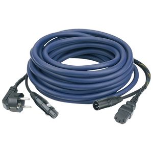 DAP Audio Power/Signaal kabel Schuko male - IEC female & XLR female - XLR male, 10 meter (blauw)