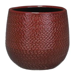 Mica Decorations Bloempot - bordeaux - keramiek - 14x12 cm   -