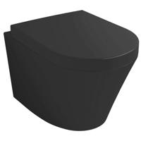 Wiesbaden Vesta Rimless Wandcloset Mat Zwart PK Met Vesta Toiletzitting Softclose En Quick Release Mat Zwart
