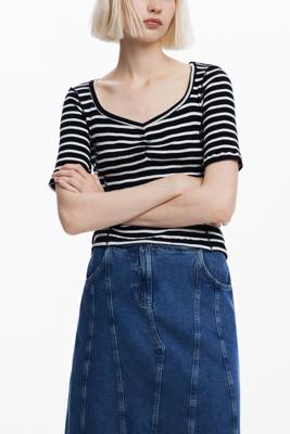 Gestreept T-shirt - BLACK - XL