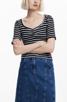 Gestreept T-shirt - BLACK - XL