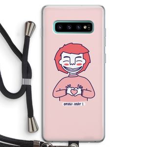Hartje: Samsung Galaxy S10 Plus Transparant Hoesje met koord