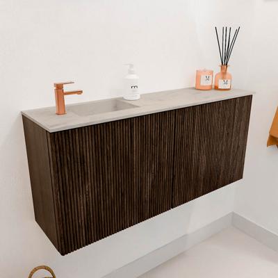 Toiletmeubel Mondiaz Joya Dlux | 90 cm | Meubelkleur Walnut | Faye wastafel Opalo Wasbak Links | 1 kraangat
