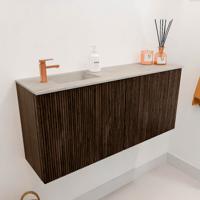 Toiletmeubel Mondiaz Joya Dlux | 90 cm | Meubelkleur Walnut | Faye wastafel Opalo Wasbak Links | 1 kraangat